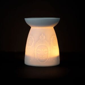 White Ceramic Buddha Face Oil Burner and Wax Warmer - Image 6