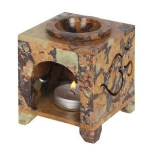 Carved Om Symbol Soapstone Oil Burner - Image 2