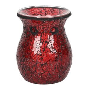 Large Red Crackle Glass Oil Burner and Wax Warmer - Image 2