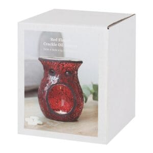 Large Red Crackle Glass Oil Burner and Wax Warmer - Image 3