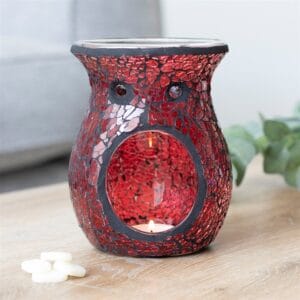 Large Red Crackle Glass Oil Burner and Wax Warmer - Image 4