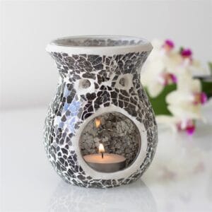 Small Gunmetal Grey Crackle Oil Burner and Wax Warmer - Image 4