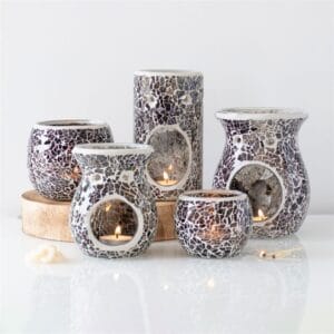 Small Gunmetal Grey Crackle Oil Burner and Wax Warmer - Image 5