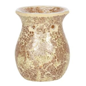 Large Gold Crackle Glass Oil Burner and Wax Warmer - Image 2