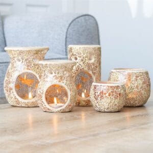 Large Gold Crackle Glass Oil Burner and Wax Warmer - Image 5