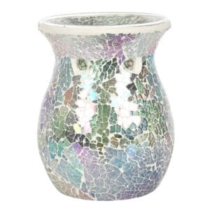 Large Light Blue Iridescent Crackle Oil Burner and Wax Warmer - Image 2