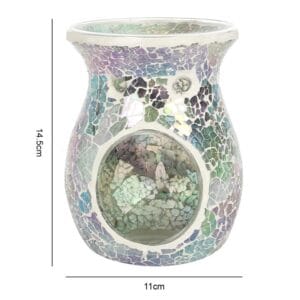 Large Light Blue Iridescent Crackle Oil Burner and Wax Warmer - Image 3