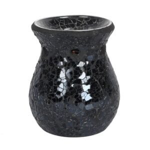 Small Black Crackle Glass Oil Burner and Wax Warmer - Image 3
