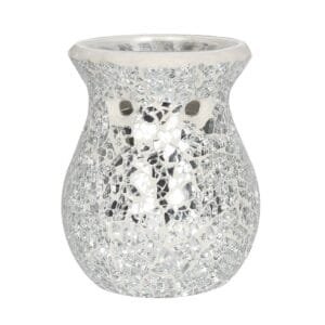 Small Silver Crackle Glass Oil Burner - Image 3