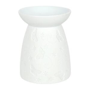 White Ceramic Butterfly Oil Burner and Wax Warmer - Image 2