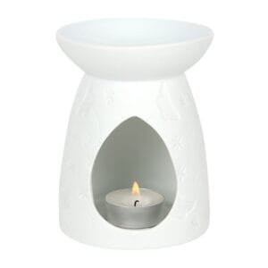 White Ceramic Butterfly Oil Burner and Wax Warmer - Image 3