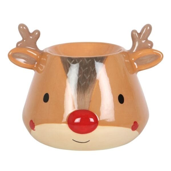 White ceramic reindeer oil burner with festive cut-out design – ideal for wax melts or oils, adding warmth and charm to Christmas home décor.