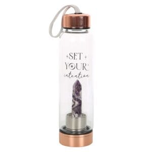 Amethyst Set Your Intention Glass Water Bottle - Image 2