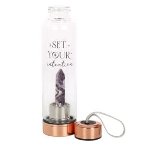 Amethyst Set Your Intention Glass Water Bottle - Image 3