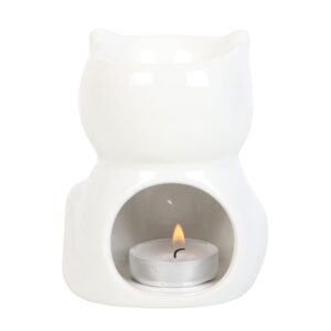 Shiny White Cat Oil Burner - Image 3