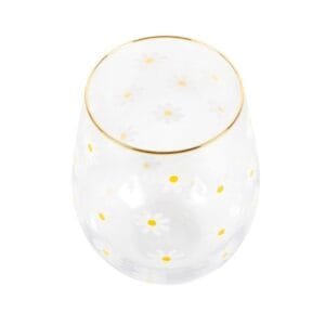 All Over Daisy Print Stemless Wine Glass - Image 2