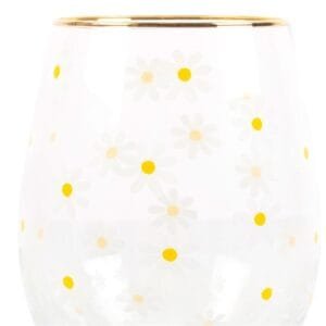 All Over Daisy Print Stemless Wine Glass - Image 3