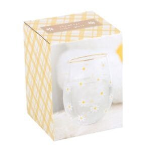 All Over Daisy Print Stemless Wine Glass - Image 4