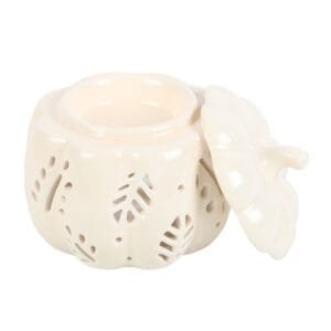 Off White Autumn Leaves Pumpkin Oil Burner - Image 2