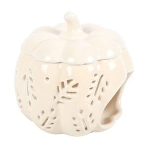 Off White Autumn Leaves Pumpkin Oil Burner - Image 3