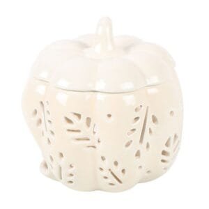 Off White Autumn Leaves Pumpkin Oil Burner - Image 5
