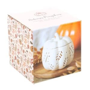 Off White Autumn Leaves Pumpkin Oil Burner - Image 6
