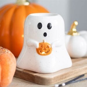 Ghost Shaped Oil Burner and Wax Warmer with Pumpkin - Image 4