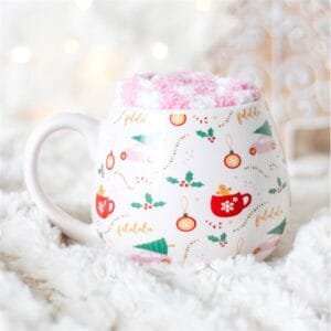 Sugarplum Fun Christmas Print Mug and Socks Set - Image 4