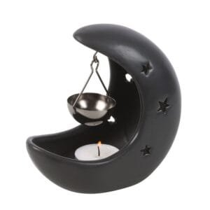 Black Crescent Moon Hanging Oil Burner - Image 2