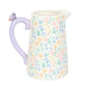 Ditsy Floral Print Ceramic Flower Jug with Butterfly - Image 2