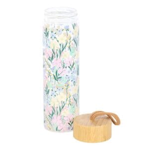 Ditsy Floral Print Glass and Bamboo Water Bottle - Image 3