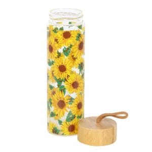 Sunflower Print Glass Water Bottle - Image 3