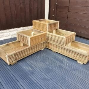 Tiered L Shape Wooden Corner Planter