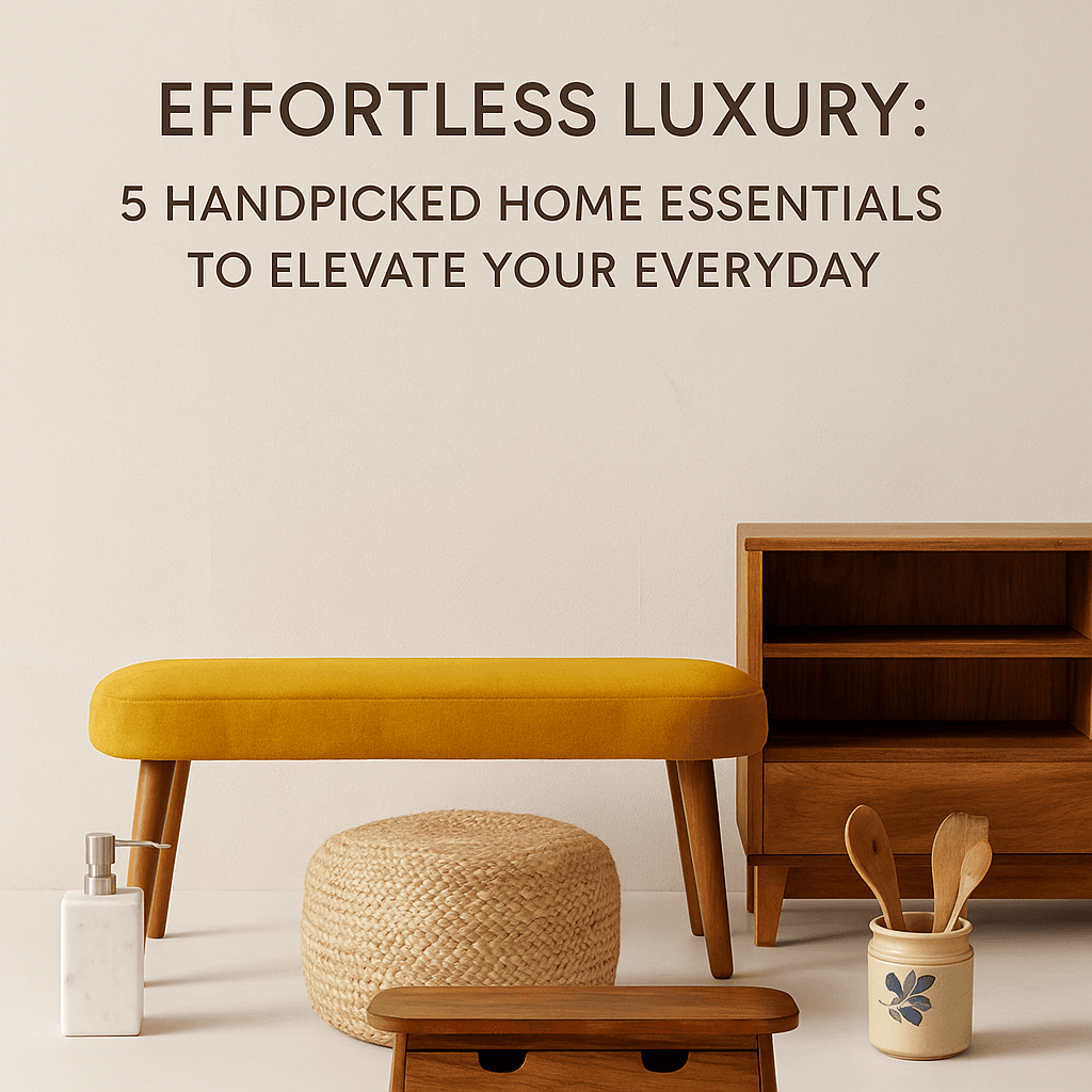 Elegant living room scene with soft neutral tones, modern furniture, and curated home décor accents reflecting effortless luxury and comfort