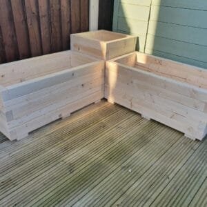 Large Wooden Corner Planter Set