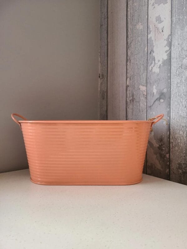 Ribbed Coral Metal Planter
