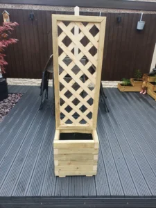 Tall Wooden Planter with Trellis