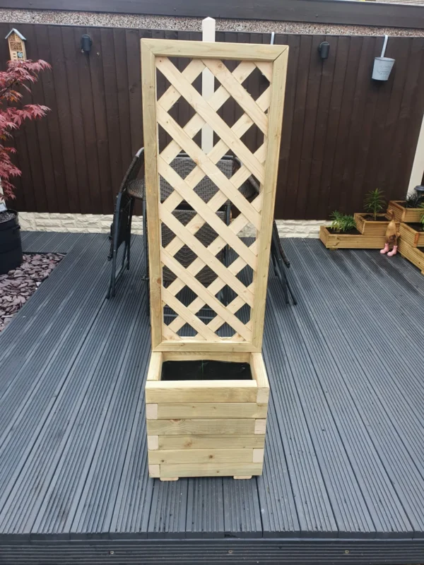 Tall Wooden Planter with Trellis
