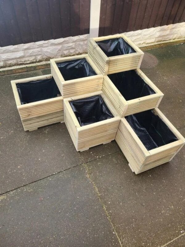 Tier Square L-Shaped Wooden Planter