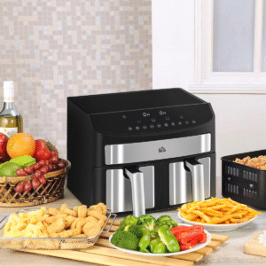 HOMCOM 10-in-1 8L Dual Air Fryer | Oil-Free, Sync Cook & Finish Timer 2400W - Image 2