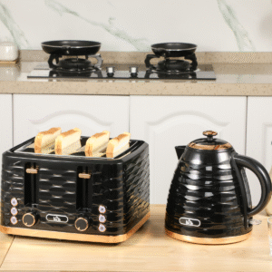 HOMCOM Black Kettle & 4-Slice Toaster Set | 1.7L Rapid Boil Kettle & Toaster - Image 2