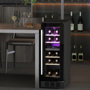 HOMCOM 50 Bottle Dual Zone Wine Cooler | Built-in Wine Fridge with Glass Door - Image 2