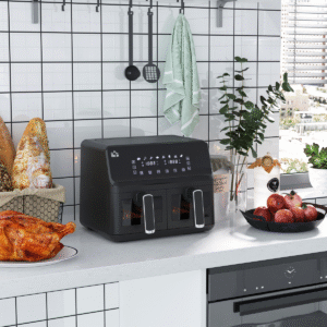Dual Air Fryer 8L Family Size | 2500W with 2 Baskets, Digital Timer & Cookbook | Healthy Oil-Free Cooking - Image 2