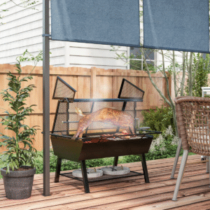 Outsunny 3-in-1 BBQ Rotisserie Grill Roaster Fire Pit | Outdoor Picnic Camping - Image 2