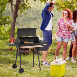 Portable Charcoal BBQ Grill with Offset Smoker Combo – Steel | Outdoor Cooking - Image 2