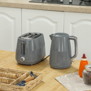 HOMCOM 1.7L Fast Boil Kettle & 2-Slice Toaster Set – Grey | Compact & Stylish - Image 2