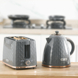 HOMCOM 1.7L Fast Boil Kettle & 2-Slice Toaster Set | Grey | Stylish Compact Design - Image 2