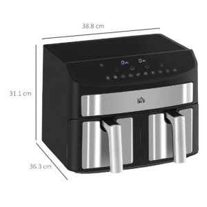 HOMCOM 10-in-1 8L Dual Air Fryer | Oil-Free, Sync Cook & Finish Timer 2400W - Image 3