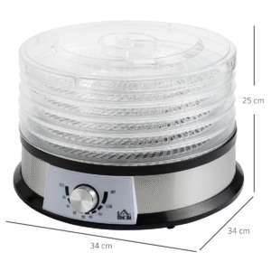5-Tier Stainless Steel Food Dehydrator 220W | Adjustable Temp | HOMCOM Silver - Image 3