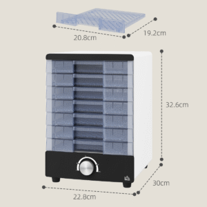 HOMCOM Food Dehydrator | Stainless Steel Tray Dehydrator for Fruit, Meat & Veg - Image 3
